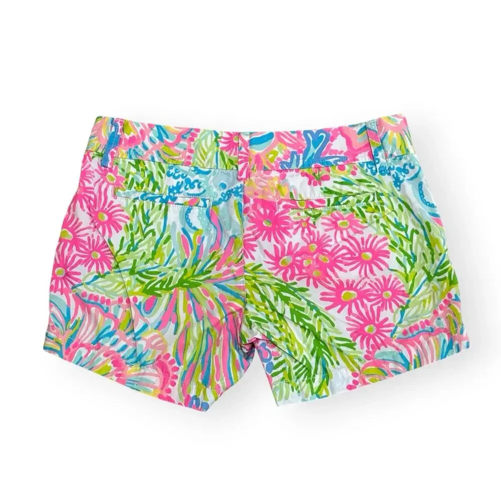 Lilly Pulitzer Callahan Shorts Size 4 Lovers Coral Floral Tropical Beach Preppy